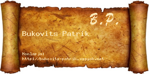 Bukovits Patrik névjegykártya